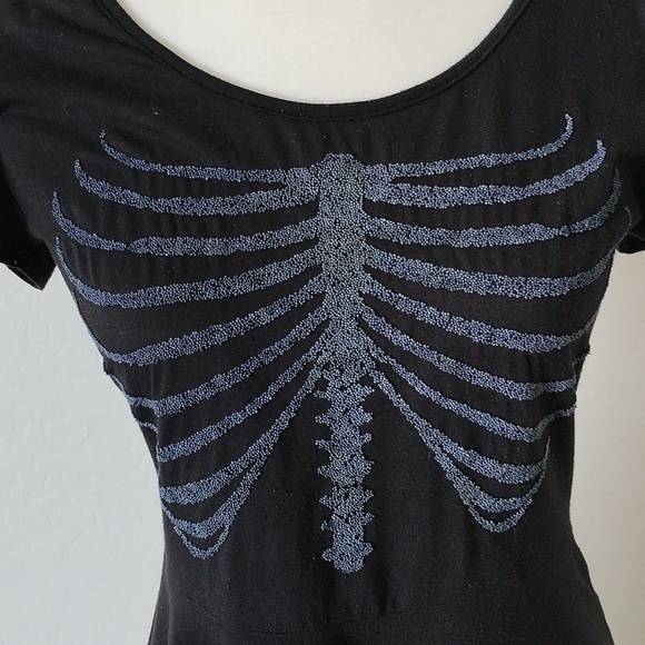 Teenage Runaway Dolls Kill Black beaded skeleton dress Excellent Condition Sz M - Picture 5 of 8